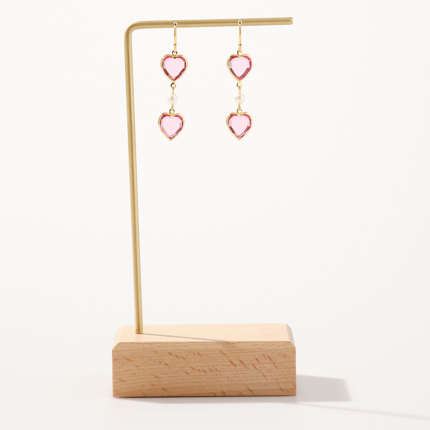 Heart Drop Earring in Pink