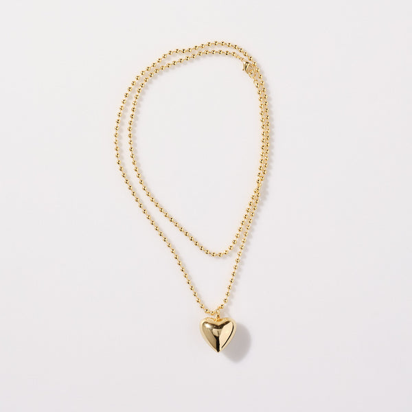 ★VINTAGE HOLLYWOOD★ Heart Ball Chain Necklace_VH24NNNE108M New Old Stock Vintage heart locket necklace with porcelain