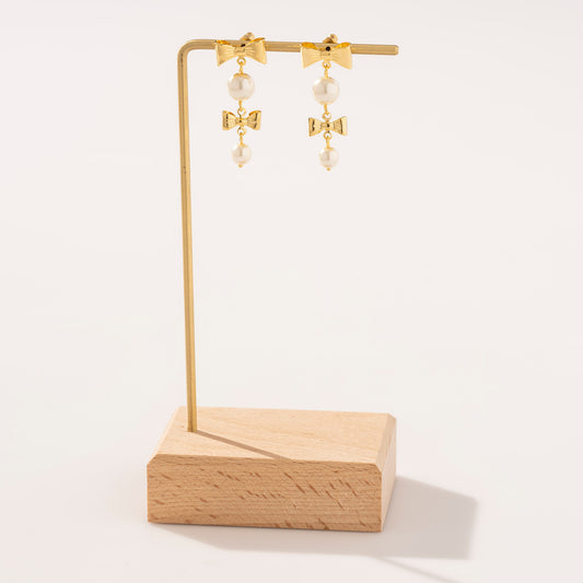 Double Bow Drop Earrings